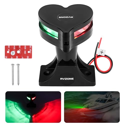 RVZONE 12‑24V Red‑Green LED Boat Navigation Light IP67 Waterproof