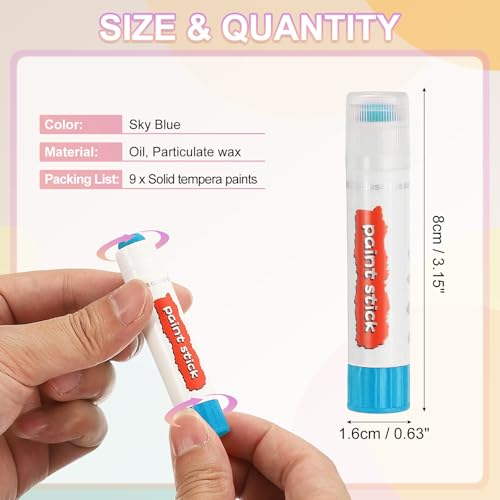 PATIKIL Tempera Paint Sticks, 9 Pcs Solid Tempera Paints Sticks Washable Bulk Markers Pen Quick Drying for Artists Beginners Art Supplies, Sky Blue - color: Sky Blue