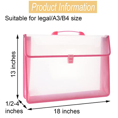 12x16.5 Art Portfolio Case A3 PP Plastic Transparent Pink Pack of 1 - color: Pink