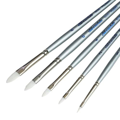 Silver Brush Limited Silverwhite Filberts Watercolor Paintbrush Set, 5pc - style: 5 Pc, Short Handle Filberts