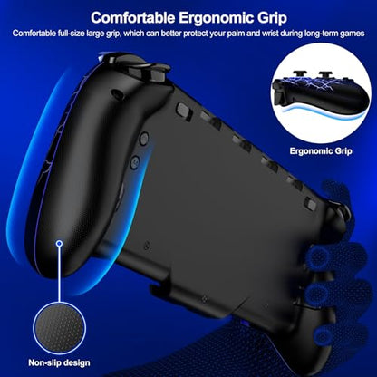 Gammeefy Switch Controller – Hall Effect Joysticks & Enhanced Grip – One Piece Switch Joypad Replacement Switch Pro Controller with 8-Color RGB Lighting, Turbo, Macros - Spider Silk, 6.2"/7" - color: Spider Silk, size: 6.2"/7"