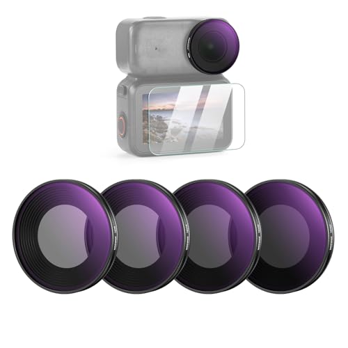 NEEWER ND Filter Set Compatible with DJI Osmo Nano (ND8/16/32/64), Screw On Action Camera Lens Neutral Density Filter Multicoated Optical Glass Accessories with Screen Protector, 4 Packs - size: nano, style: 4 Packs ND