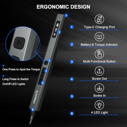 STREBITO Electric Screwdriver, 155 in 1 Precision Electric Screwdriver Set - color: Upgraded-black