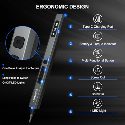 STREBITO Mini Electric Screwdriver Set 155 in 1, Small Electric Screwdriver - color: Upgraded-blue