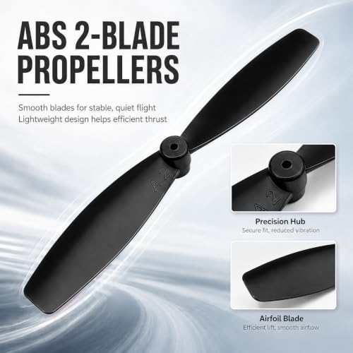 8 Pair Mini Propellers, 55mm 2-Vane, CW & CCW, Black - color: 8 Pair (Black)