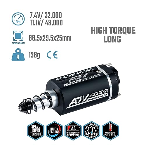 Brushless Motor for AEG, CNC Motor for 7.4V-11.1V LiPo (High Torque, Long) - size: Long, style: High Torque