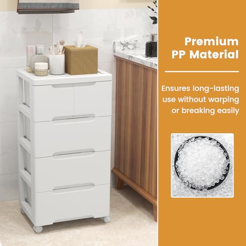 LOKO 5-Drawer Plastic Rolling Storage Cart (16"x13"x31") - size: 16”x13”x31” (5 Drawers)