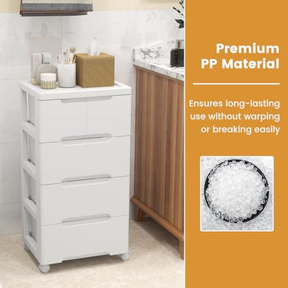 LOKO 5-Drawer Plastic Rolling Storage Cart (16"x13"x31") - size: 16”x13”x31” (5 Drawers)