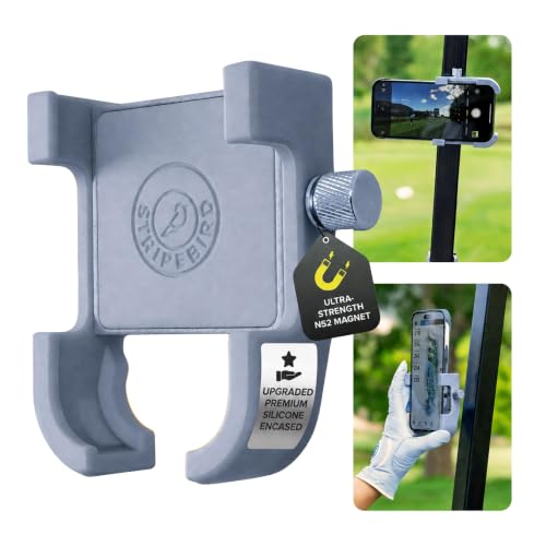 Stripebird PRO Magnetic Golf Cart Phone Holder & Caddy, N52 Magnets - color: Silver