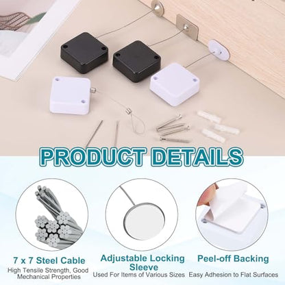 PATIKIL Retractable Remote Control Cable Tether (3.3ft /1M, White)(3 Set) Remote Control Security Lanyard Lock Adjustable Locking Leash with Round Iron Cap and Screws, Suit for - Tablets - color: White, size: 3.3 ft