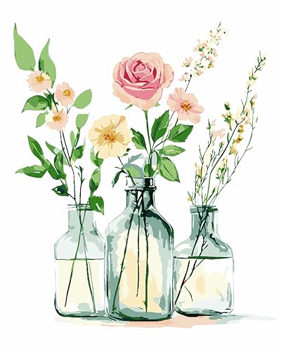 Floral Paint by Numbers Kit for Adults, Flower Vase Oil Painting 16x20Inch - color: B1-Flower