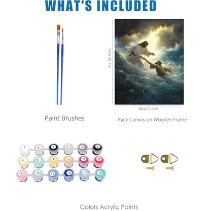 Jesus Paint by Numbers Kit for Adults Framed Canvas 12X16 in, Frameworkless - color: YH02803