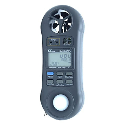 4 in 1 Environmental Quality Meter Anemometer Humidity Light Meter Tester Thermometer Model: LM-8000A Along with Calibration Certificate by INSTRUKART