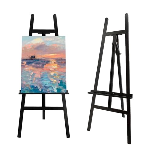 Large Black Wooden Easel Stand for Sign, A-Frame Painting Easel - style: Black