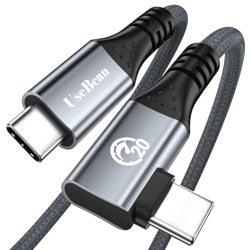 USB C Right Angle Cable 240W 6.6ft, USB C 3.2 Gen 2X2 20Gbps Data Cable - color: Grey, size: 6.6ft