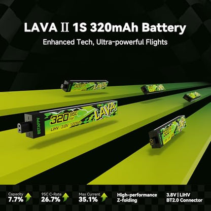 BETAFPV 5pcs Lava II 320mAh 1S Battery 3.8V 95C LiHV for FPV Quadcopter