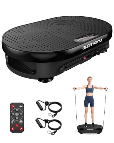 Vibration Plate Exercise Machine for Body Shaker Machine & Weight Loss, Shake Plate with Resistance Bands, 120 Speed Levels, Remote Control, Full Body Workout, Compact Home Gym Equipment - color: Black, size: Small