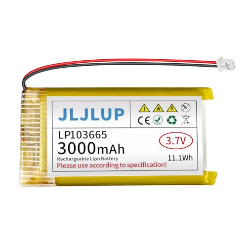 3.7V Lipo Battery 3000mAh Rechargeable Lithium Polymer Batteries Pack with Wire JST1.25mm Connector Integrated Protection Circuit for Arduino ESP32 Development Board for Speaker Wireless Device - size: 1