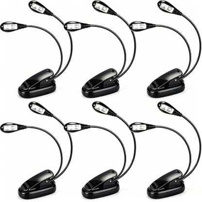 Music Stand Lights Clip On 6Pack,Dual Arm USB and AAA Battery Black - color: Black, size: 6Pack