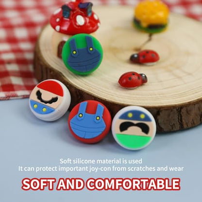 PERFECTSIGHT Cute Thumb Grips Cap Compatible with Nintendo Switch Joycon/OLED/Lite, Soft Silicon Joystick Caps, Kawaii Skin Button Stick Cover 3D Analog Kit for NS Controller, Brother - color: Red+Green Brother
