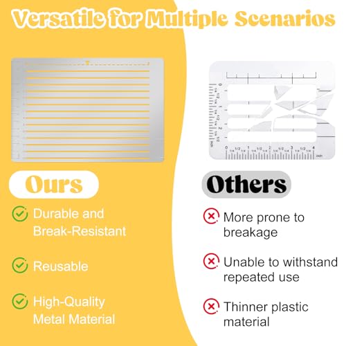 5 Pcs Metal Straight Line Stencil Templates Lettering Aid Template for Journaling Lettering & Writing Envelope Addressing Guide Ruler Set with Multiple Sizes Spacing Lines and Storage Pouch