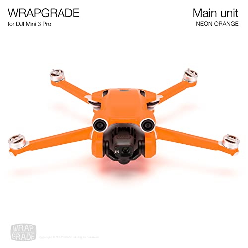 WRAPGRADE Skin Stickers compatible with DJI Mini 3 Pro | Main Unit (NEON ORANGE) - color: Neon Orange