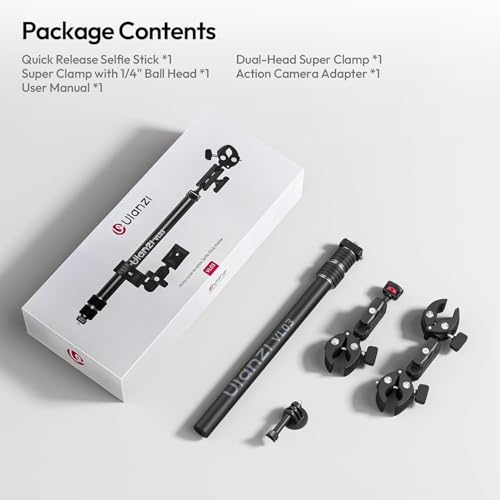 ULANZI VL03 40in Invisible Selfie Stick Motorcycle Bike Mount Kit