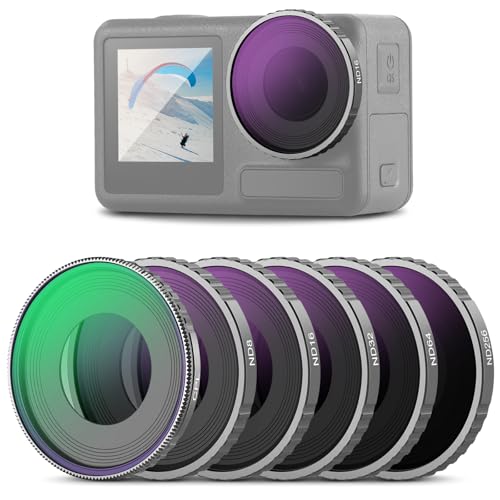 NEEWER 6 Pack ND Filter Set Compatible with DJI Osmo Action 5 Pro/Action 4, Multicoated HD Optical Glass CPL + ND8 + ND16 + ND32 + ND64 + ND256 Action Camera Lens Neutral Density Accessories, FL-N70 - size: Action 4/5 Pro, style: 6 Pack CPL/ND8/ND16/ND32/