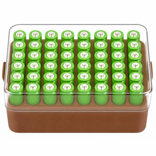 ALCYON Plastic Battery Storage Organizer for 48 AA Batteries - color: Brown, size: Large 48+AA Batteries