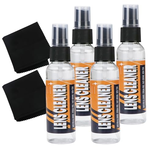 YEIN 4 Pairs Eyeglass Lens Cleaner Spray Kit with 2 Cloth, Anti-Static Cleaning Solution for Glasses&Sunglasses&Screens(Bigger) - size: Pack of 4(Bigger)