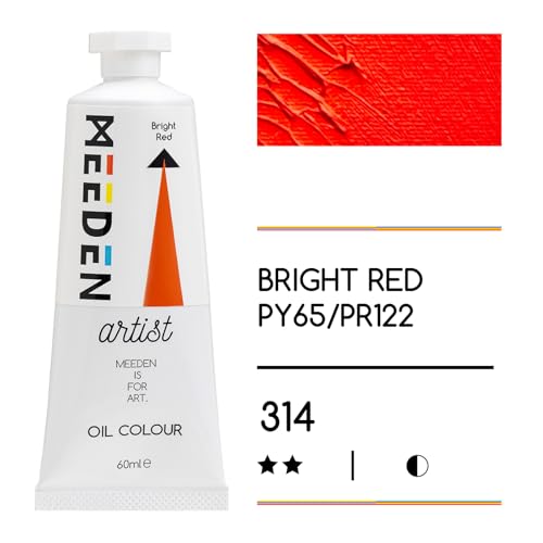 MEEDEN Artist Grade Oil Paint: Bright Red - 60ml/2oz Tube - color: Bright Red, size: 2 Fl Oz (Pack of 1)