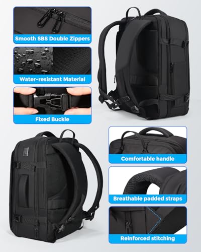Fenree.geer Travel Backpack for Men, Carry On Luggage Backpack 34-46L - color: Black