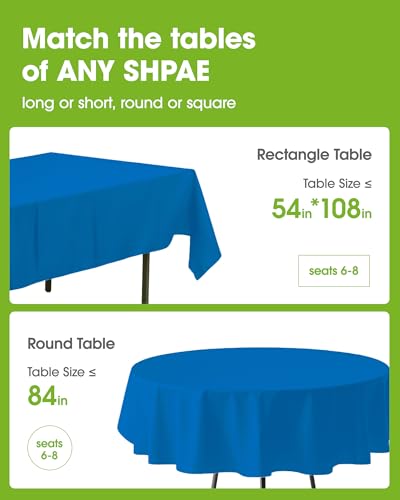 Pureegg Plastic Table Cloth Disposable 6 Pack, 54 x 108 Inch, Blue - color: Blue, size: 54" X 108" Rectangle