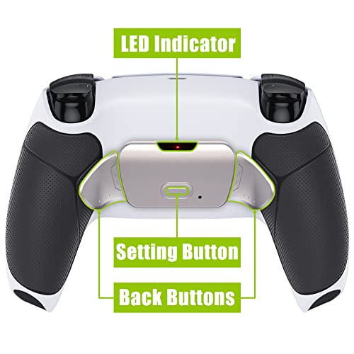 eXtremeRate Silver Real Metal Buttons RMB RISE V3 Remap Kit for PS5 Controller BDM-030 040 050, Black Rubberized Grip White Bottom Shell Upgraded Programable Back Buttons Set for PS5 Controller - color: White Black Silver