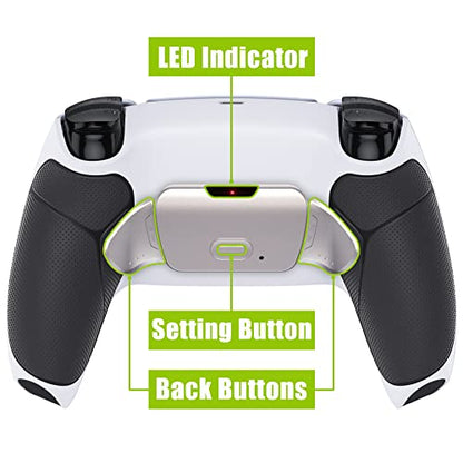 eXtremeRate Silver Real Metal Buttons RMB RISE V3 Remap Kit for PS5 Controller BDM-030 040 050, Black Rubberized Grip White Bottom Shell Upgraded Programable Back Buttons Set for PS5 Controller - color: White Black Silver