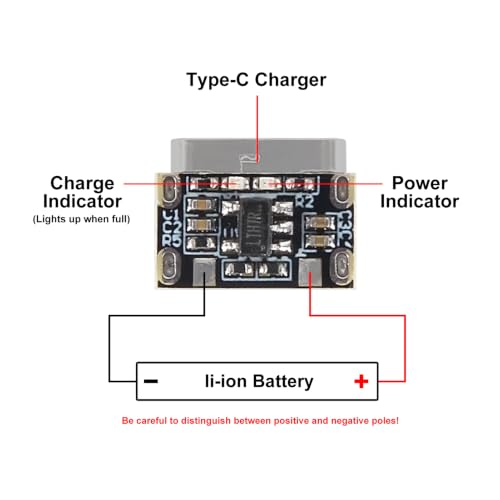 UMLIFE 20PCS Mini Lithium Battery Charging Board Module 3.7V 4.2V 18650 Lithium Battery Charger Protection Board with Type-C Interface