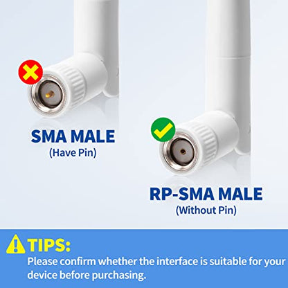 Bingfu External WiFi Antenna RP-SMA 2.4GHz 5GHz 5.8GHz 3dBi Dual Band Wireless Antennas Replacement (2-Pack) for WiFi Router Security IP Camera Access Point USB WiFi Adapter - color: [RP-SMA Male] Antenna 2-Pack - White