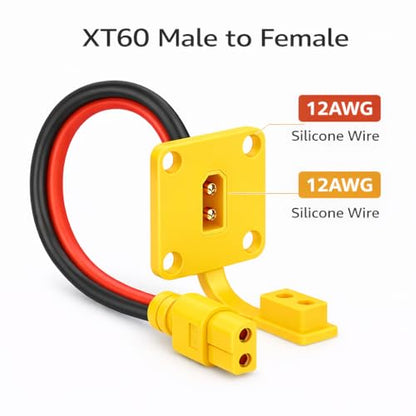 XT60 Extension Cable Male to Female, 12AWG 3.28FT RC Panel Mount Wire - style: 100CM
