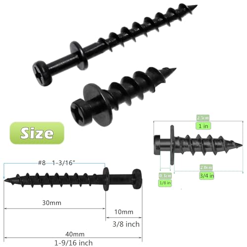 Black Bear Claw Picture Screws in 2 Sizes—Suitable for Drywall & Wood Studs - color: Black Zinc, size: 35 Pack Mix size + D-ring