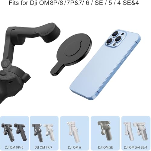 Magnetic Ring Holder Phone Mount for DJI Osmo Mobile 8P 8 7P 7 6 SE OM 5 4 - color: Black