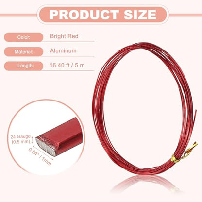 uxcell 1 Rolls 24 Gauge Flat Aluminum Wire, 16.40 ft Soft Craft Wire for Flower Bonsai Crafts Carving DIY Bezel Sculpting Gem Metal Wrap, Red - color: Red, size: 24 Gauge 1mm