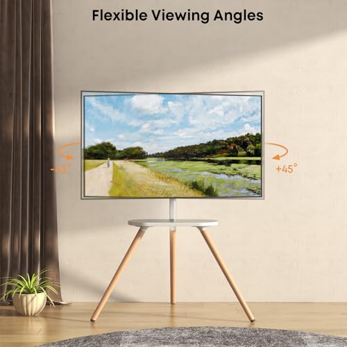Easel TV-Stand for 43-65‘‘ TVs - Portable, Swivel, Tripod, White - color: White