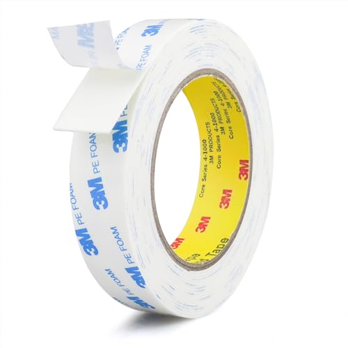 3M Double Sided Tape 1in x 16.5ft, Mounting Tape Heavy Duty, Strong Adhesive Wall Picture Hanging Strips PE Foam Tape - size: 1in x 16.5ft