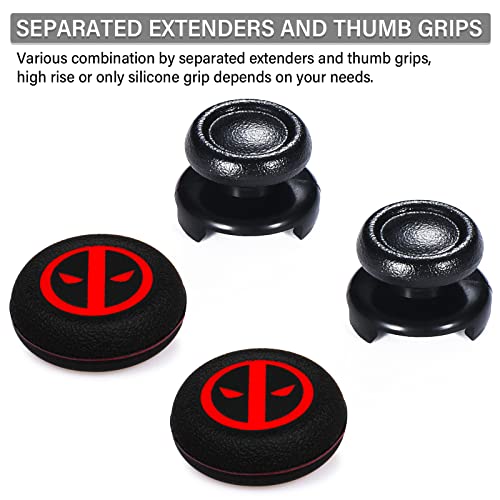 FPS Thumbstick Extender & Printing Rubber Silicone Grip Cover 2 Sets for PS5 & PS4 Controller (Immortal) - color: 18