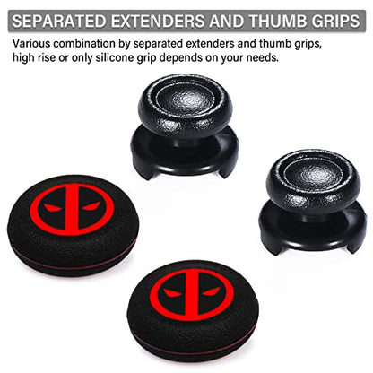 FPS Thumbstick Extender & Printing Rubber Silicone Grip Cover 2 Sets for PS5 & PS4 Controller (Immortal) - color: 18