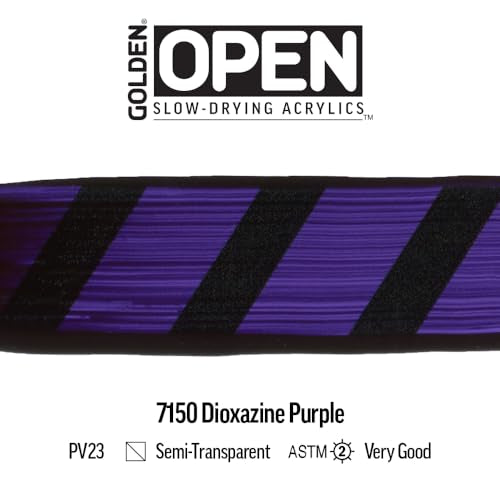 GOLDEN OPEN Slow-Drying Acrylics, Dioxazine Purple, 2 fl. oz. Tube - color: Dioxazine Purple, size: 2 Fl Oz (Pack of 1)
