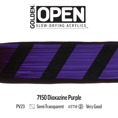 GOLDEN OPEN Slow-Drying Acrylics, Dioxazine Purple, 2 fl. oz. Tube - color: Dioxazine Purple, size: 2 Fl Oz (Pack of 1)