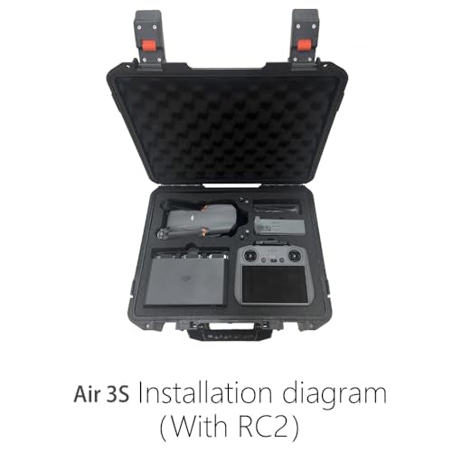 Hard Travel Carrying Case Shockproof Drone Hard Case Compatible with for DJI Air 3S, RC 2/RC-N2 Remote Controller and its Accessories