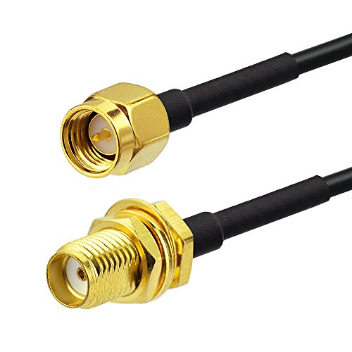 Yuslao SMA Male to SMA Female Bulkhead Low Loss RG174 RF Coaxial Antenna Extension Cable 10ft/3m (2-Pack) for SDR Equipment 4G LTE Router Cellular Gateway Modem Security Camera