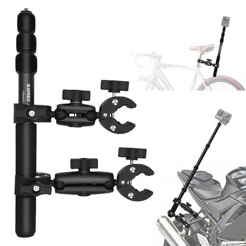 Heavy Duty Motorcycle Double Clamp Mount Compatible for Insta360 X5-X - color: Black